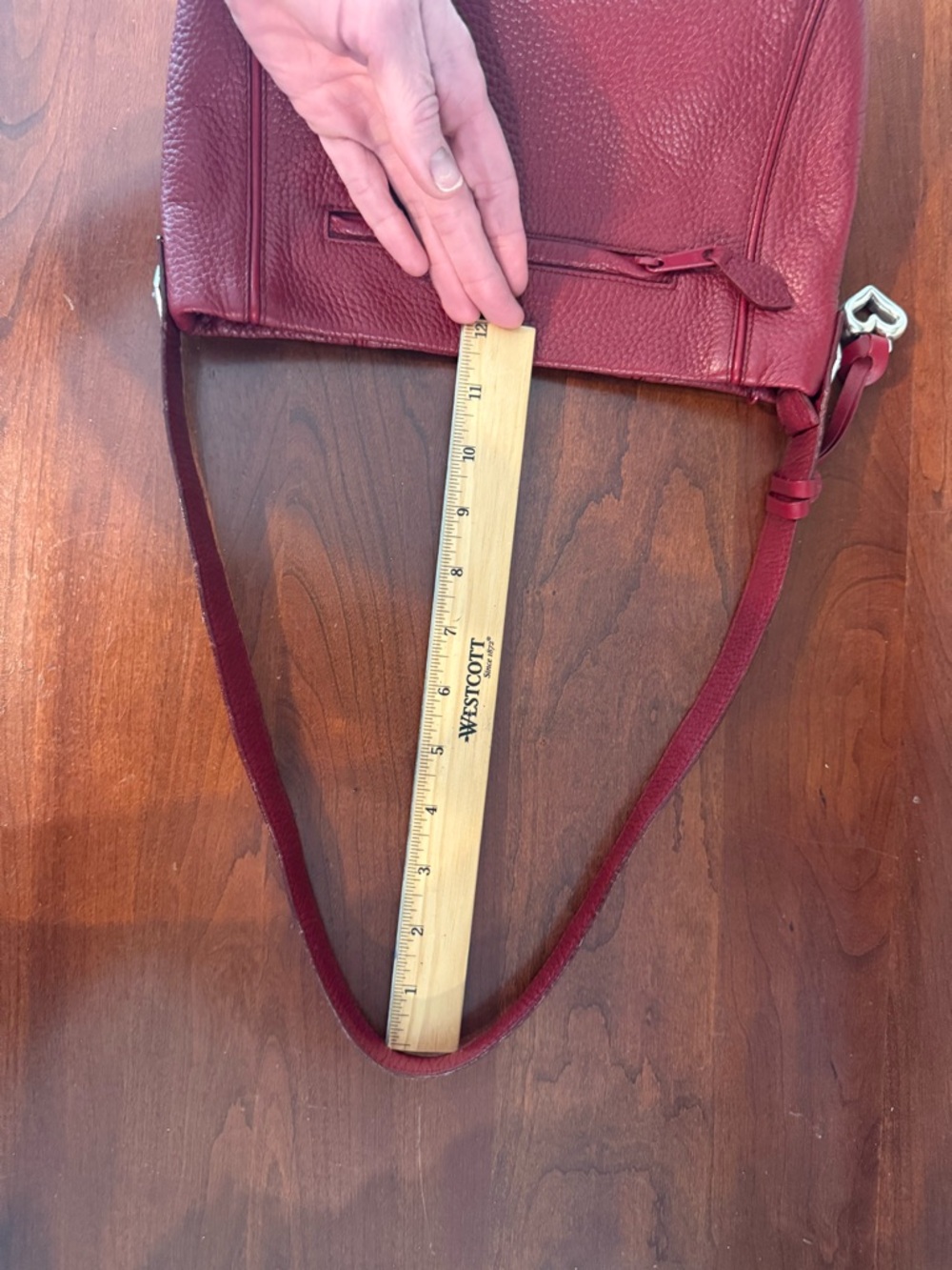 Brighton Soft Red Pebbled Leather Shoulder Bucket Bag w/ OG Charm | Vintage - Picture 14 of 16